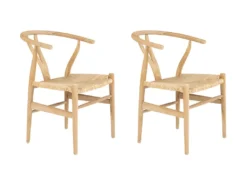 Lot De 2 Chaises En Teck Et Paille - Coloris : Naturel - POGIANA