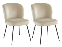 Lot De 2 Chaises En Velours Et Métal - Beige - POLPONA De Pascal MORABITO
