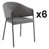 Lot De 6 Chaises Avec Accoudoirs En Tissu Et Métal - Gris - ORDIDA De Pascal MORABITO