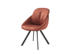 Lot De 2 Chaises Avec Accoudoirs En Velours Et Métal - Terracotta - BUSSELTON -Meubles Soldes Magasin chaise 7313837