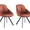 Lot De 2 Chaises Avec Accoudoirs En Velours Et Métal - Terracotta - BUSSELTON