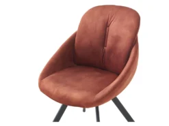 Lot De 6 Chaises Avec Accoudoirs En Velours Et Métal - Terracotta - BUSSELTON -Meubles Soldes Magasin chaise 7325769