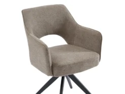 Chaise Pivotante Avec Accoudoirs En Tissu Et Métal - Taupe - KONYA -Meubles Soldes Magasin chaise 7326705