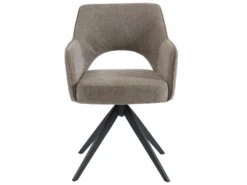 Chaise Pivotante Avec Accoudoirs En Tissu Et Métal - Taupe - KONYA -Meubles Soldes Magasin chaise 7326711