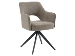 Lot De 2 Chaises Pivotantes Avec Accoudoirs En Tissu Et Métal - Taupe - KONYA -Meubles Soldes Magasin chaise 7611137