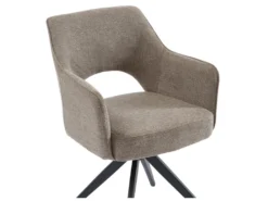 Lot De 2 Chaises Pivotantes Avec Accoudoirs En Tissu Et Métal - Taupe - KONYA -Meubles Soldes Magasin chaise 7611139