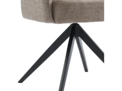 Lot De 2 Chaises Pivotantes Avec Accoudoirs En Tissu Et Métal - Taupe - KONYA -Meubles Soldes Magasin chaise 7611141