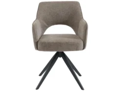 Lot De 2 Chaises Pivotantes Avec Accoudoirs En Tissu Et Métal - Taupe - KONYA -Meubles Soldes Magasin chaise 7611145