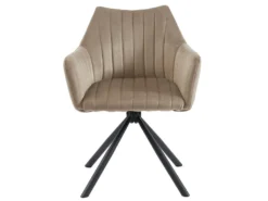 Lot De 2 Chaises Avec Accoudoirs En Velours Et Métal - Beige - IZIALI De Pascal MORABITO -Meubles Soldes Magasin chaise 7726001