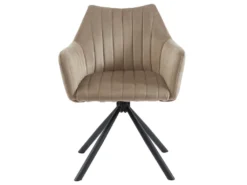 Lot De 6 Chaises Avec Accoudoirs En Velours Et Métal - Beige - IZIALI De Pascal MORABITO -Meubles Soldes Magasin chaise 7729587