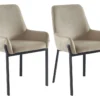 Lot De 2 Chaises Avec Accoudoirs En Velours Et Métal - Beige - CAROLONA De Pascal MORABITO