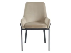 Lot De 6 Chaises Avec Accoudoirs En Velours Et Métal - Beige - CAROLONA De Pascal MORABITO -Meubles Soldes Magasin chaise 8740719