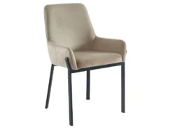 Lot De 6 Chaises Avec Accoudoirs En Velours Et Métal - Beige - CAROLONA De Pascal MORABITO -Meubles Soldes Magasin chaise 8740723