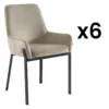 Lot De 6 Chaises Avec Accoudoirs En Velours Et Métal - Beige - CAROLONA De Pascal MORABITO