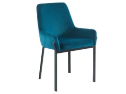 Lot De 6 Chaises Avec Accoudoirs En Velours Et Métal - Bleu - CAROLONA De Pascal MORABITO -Meubles Soldes Magasin chaise 8741641