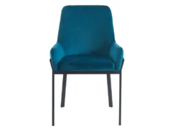 Lot De 6 Chaises Avec Accoudoirs En Velours Et Métal - Bleu - CAROLONA De Pascal MORABITO -Meubles Soldes Magasin chaise 8741645