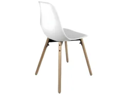 KAYELLES Lot De 4 Chaises Scandinaves De Cuisine Pieds Bois OVA (Blanc) -Meubles Soldes Magasin chaise 8935653