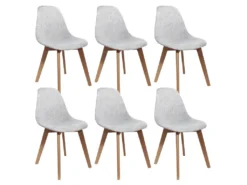 STYGN - Lot De 6 Chaises Avec Maille Grise