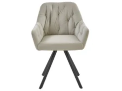 GORDON - Fauteuil De Table En Velours Coloris Lin, Pieds Métal Noir (x2) -Meubles Soldes Magasin chaise 8937337