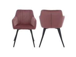 Lot De 2 Chaises En Velours BERTILLE Roses - HAPPY GARDEN -Meubles Soldes Magasin chaise 8938101