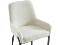 Lot De 2 Chaises Avec Accoudoirs En Tissu Bouclette Et Métal - Blanc - CAROLONA De Pascal MORABITO -Meubles Soldes Magasin chaise 9066473