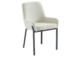 Lot De 2 Chaises Avec Accoudoirs En Tissu Bouclette Et Métal - Blanc - CAROLONA De Pascal MORABITO -Meubles Soldes Magasin chaise 9066495