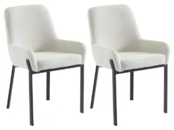 Lot De 2 Chaises Avec Accoudoirs En Tissu Bouclette Et Métal - Blanc - CAROLONA De Pascal MORABITO