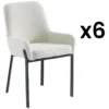 Lot De 6 Chaises Avec Accoudoirs En Tissu Bouclette Et Métal - Blanc - CAROLONA De Pascal MORABITO