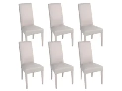 TORINO - Lot De 6 Chaises Simili Gris Clair Et Pieds Laqués