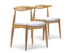 Pack 2 Chaises Corzo, Couleur Chêne, Bois Massif, 52,5 Cm X 50 Cm X 74.5 Cm