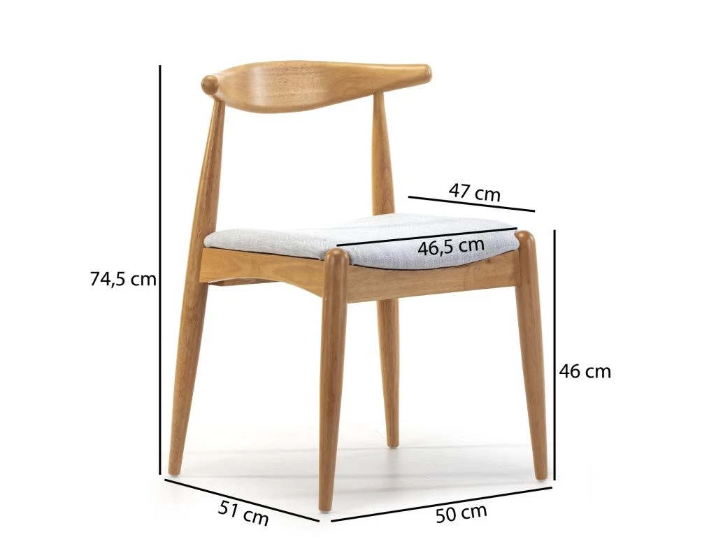 Pack 2 Chaises Corzo, Couleur Chêne, Bois Massif, 52,5 Cm X 50 Cm X 74.5 Cm 5 Pack 2 Chaises Corzo, Couleur Chêne, Bois Massif, 52,5 Cm X 50 Cm X 74.5 Cm – Image 5