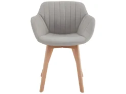 STEFFY - Chaise Scandinave Tissu Lin Pied Hêtre (x4) -Meubles Soldes Magasin chaise 9182113