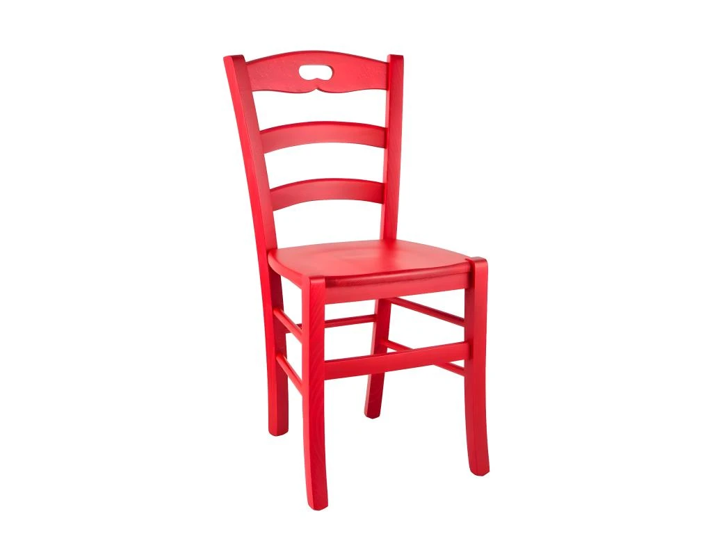 SUZY - Lot De 4 Chaises Laquées Rouge Et Assises En Bois 2 SUZY - Lot De 4 Chaises Laquées Rouge Et Assises En Bois – Image 2