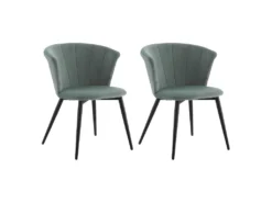 KOLYE - Lot De 2 Chaises Velours Vert Menthe Et Pieds Métal