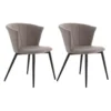KOLYE - Lot De 2 Chaises Velours Gris Et Pieds Métal