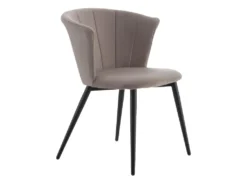 KOLYE - Lot De 2 Chaises Velours Gris Et Pieds Métal -Meubles Soldes Magasin chaise 9219293