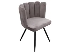 Chaise Ariel Velours Gris - Gris -Meubles Soldes Magasin chaise 9219337