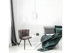 Chaise Ariel Velours Gris - Gris -Meubles Soldes Magasin chaise 9219339