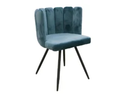 Chaise Ariel Velours Bleu Canard - Bleu Canard