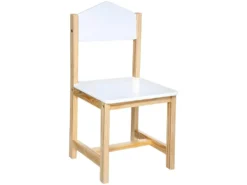 Chaise Enfant Coloris Blanc/naturel - L. 28,5 X P. 29 X H. 59 Cm