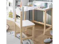 Chaise Enfant Coloris Blanc/naturel - L. 28,5 X P. 29 X H. 59 Cm -Meubles Soldes Magasin chaise 9219731