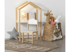 Chaise Enfant Coloris Blanc/naturel - L. 28,5 X P. 29 X H. 59 Cm -Meubles Soldes Magasin chaise 9219733