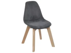 Chaise Pour Enfant En Velours Gris Côtelé H 56 Cm