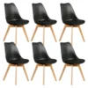 MEDALINE - Lot De 6 Chaises Scandinaves Noires