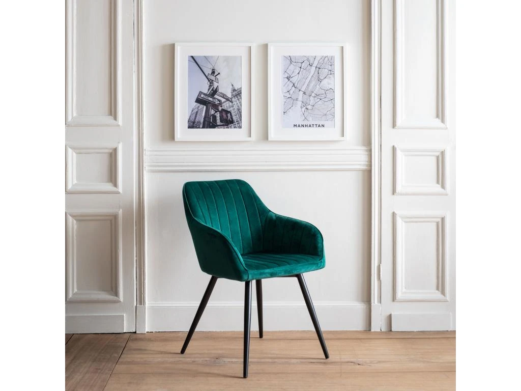 Chaise En Velours BERTILLE Verte - HAPPY GARDEN 1 Chaise En Velours BERTILLE Verte - HAPPY GARDEN