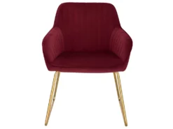 1x Chaise De Salle à Manger En Velours Bordeaux 19_0000134