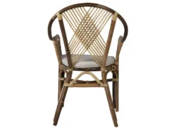 Fauteuil En Rotin Marron Et Polyester Beige -Meubles Soldes Magasin chaise 9251895