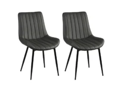 CAROLANN - Lot De 2 Chaises Grises Métal Et PVC