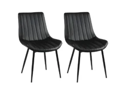 CAROLANN - Lot De 2 Chaises Noires Métal Et PVC