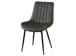 CAROLANN - Lot De 4 Chaises Grises Métal Et PVC -Meubles Soldes Magasin chaise 9279781